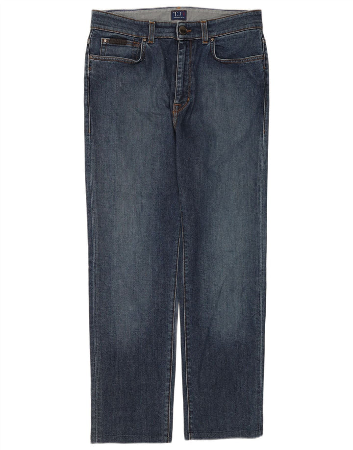 Trussardi Calça jeans reta masculina W32 L28 algodão azul