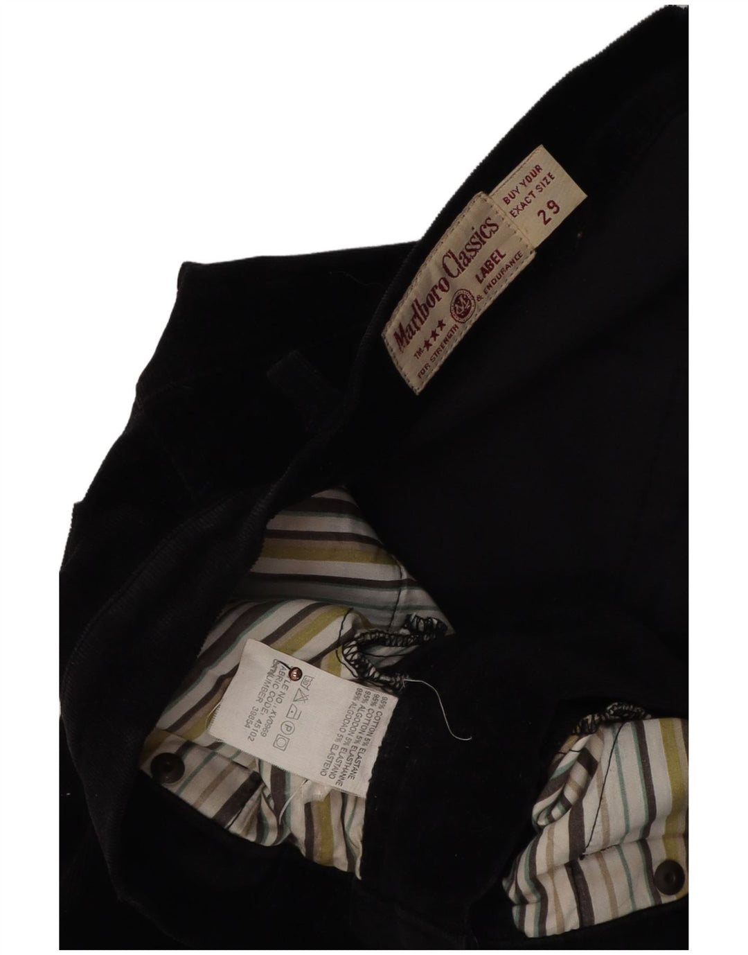 Calça feminina slim de veludo MARLBORO CLASSICS W29 L28 algodão preto