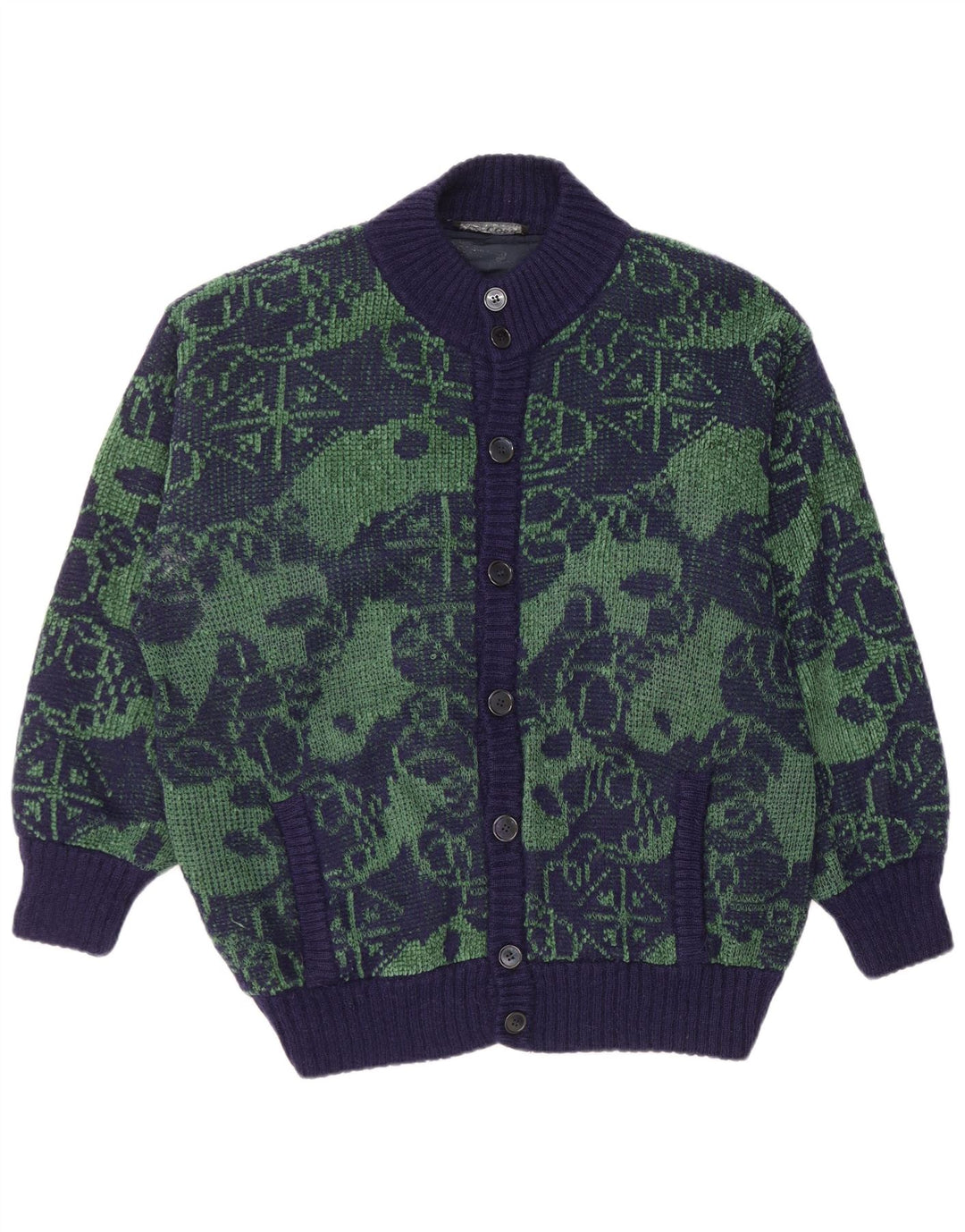 Suéter cardigã masculino Marzia 2XL azul marinho geométrico