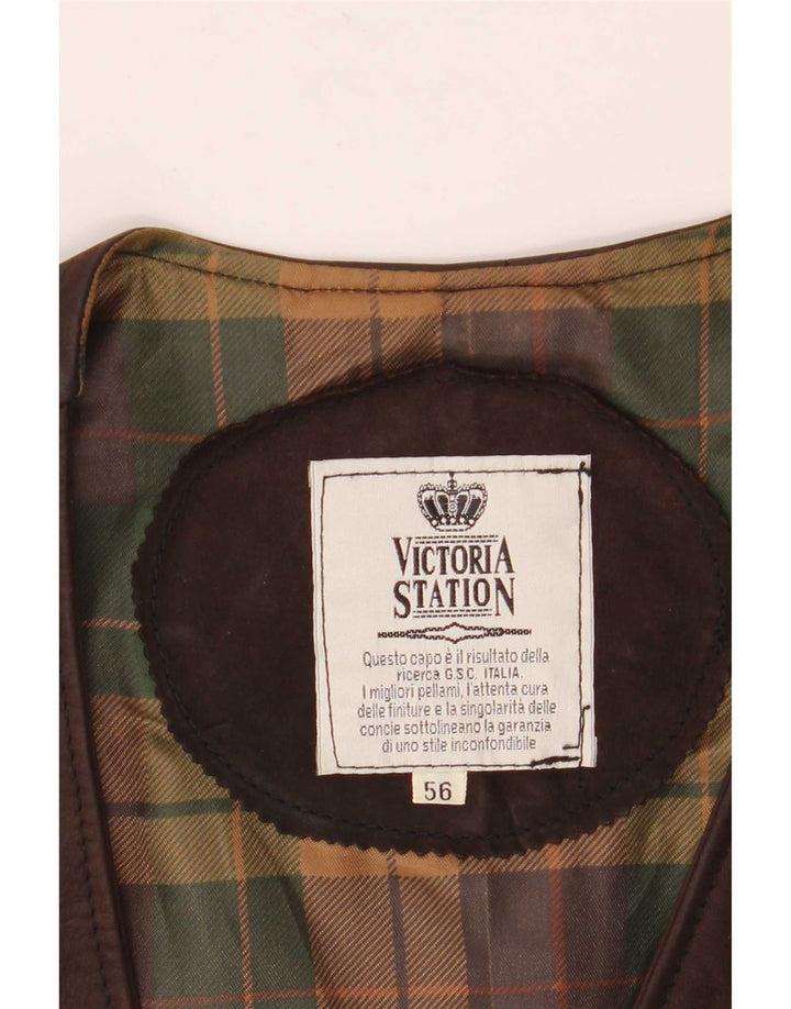 Colete de couro masculino vintage IT 56 2XL marrom