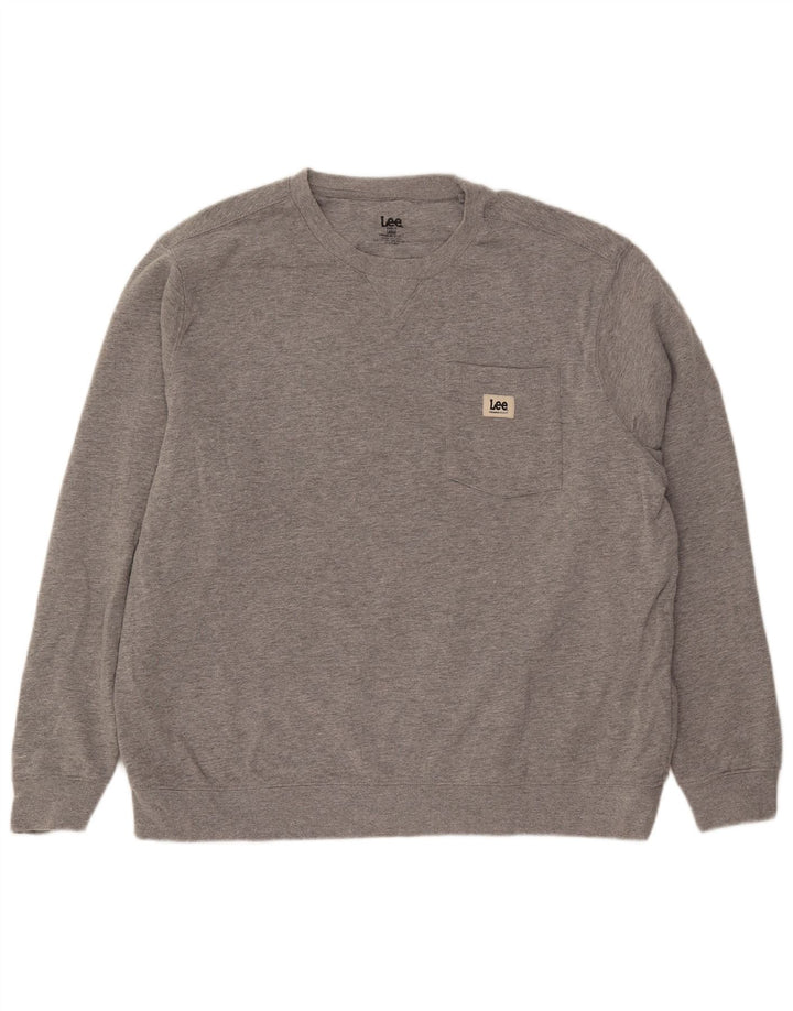 LEE Mens Classic Fit Moletom Jumper Grande Algodão Cinza