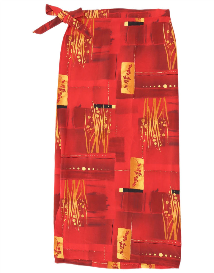 Saia feminina vintage com padrão abstrato W30 pequena marrom