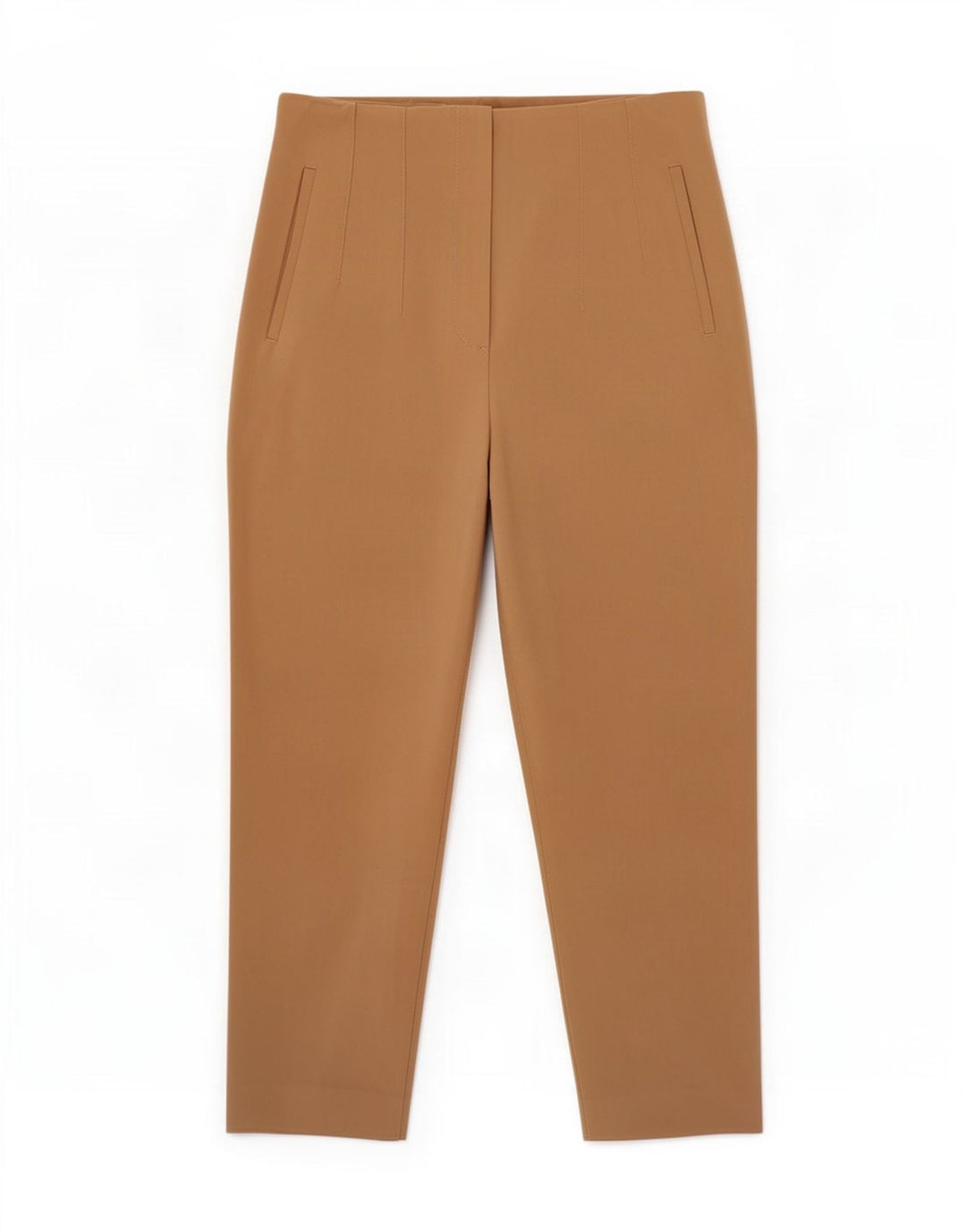 Zara Calça feminina cônica cortada média W28 L25 poliéster bege