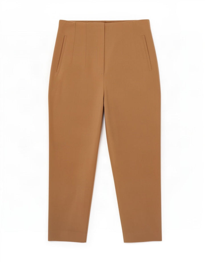 Zara Calça feminina cônica cortada média W28 L25 poliéster bege