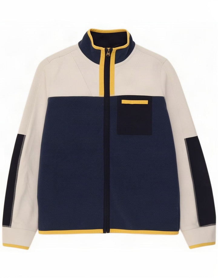 Jaqueta de lã masculina Fat Face UK 40 Grande Poliéster Colourblock Azul Marinho