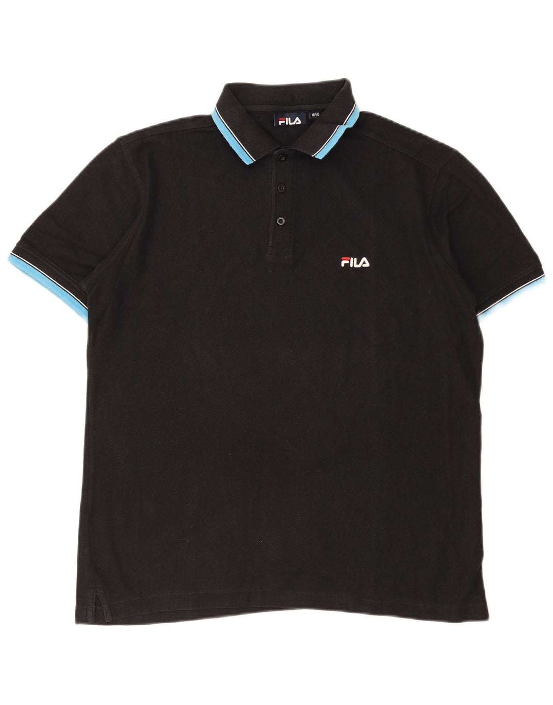 Camisa polo masculina Fila IT 50 algodão preto médio