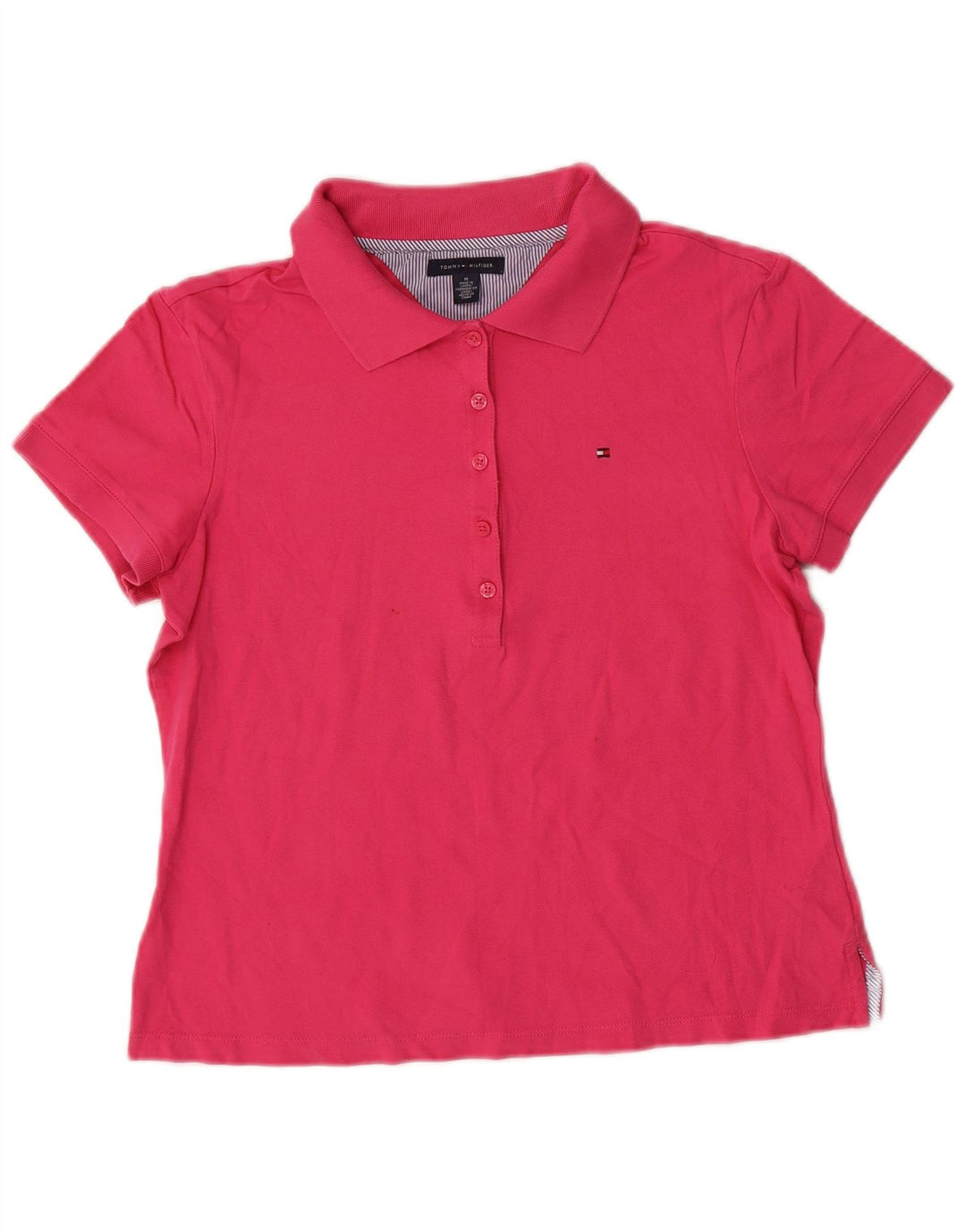 Camisa polo feminina TOMMY HILFIGER Reino Unido 14 algodão rosa médio