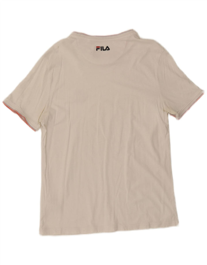 Camiseta masculina Fila Top pequeno algodão listrado branco