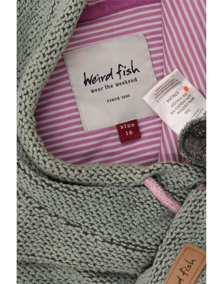 Moletom feminino Weird Fish Jumper Reino Unido 16 grande algodão verde