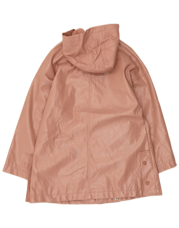 Sobretudo de couro sintético com capuz Zara para meninas 11-12 anos poliuretano rosa