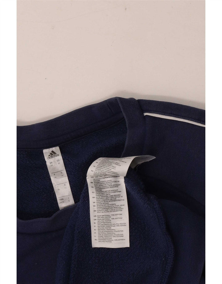 Adidas Mens Moletom Jumper Médio Azul Marinho Algodão