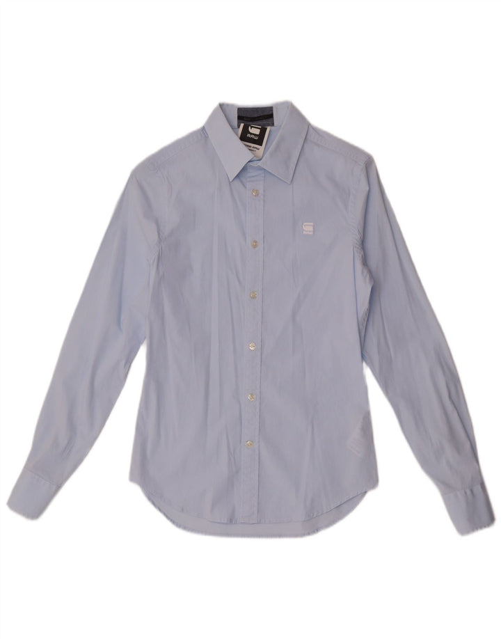 Camisa masculina G-Star pequena azul algodão