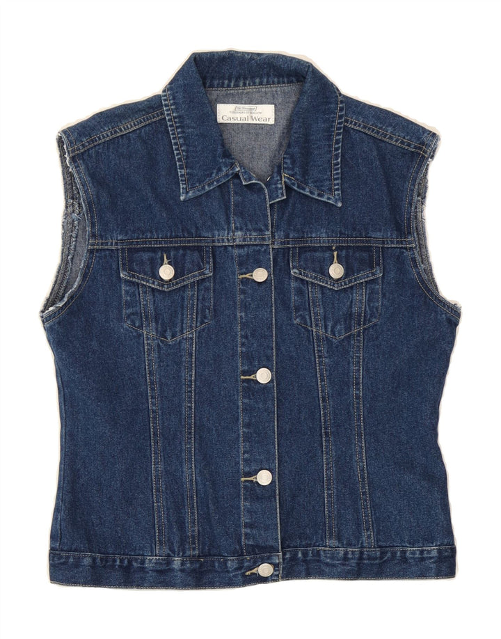 ST. BERNARD Womens Denim Gilet UK 12 Medium Blue Cotton Vintage St. Bernard and Second-Hand St. Bernard from Messina Hembry 