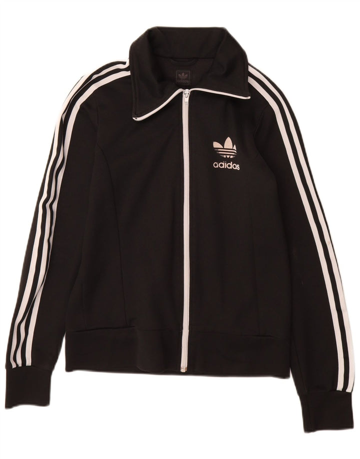 Adidas Womens Tracksuit Top Jacket EU 34 XS Preto Algodão