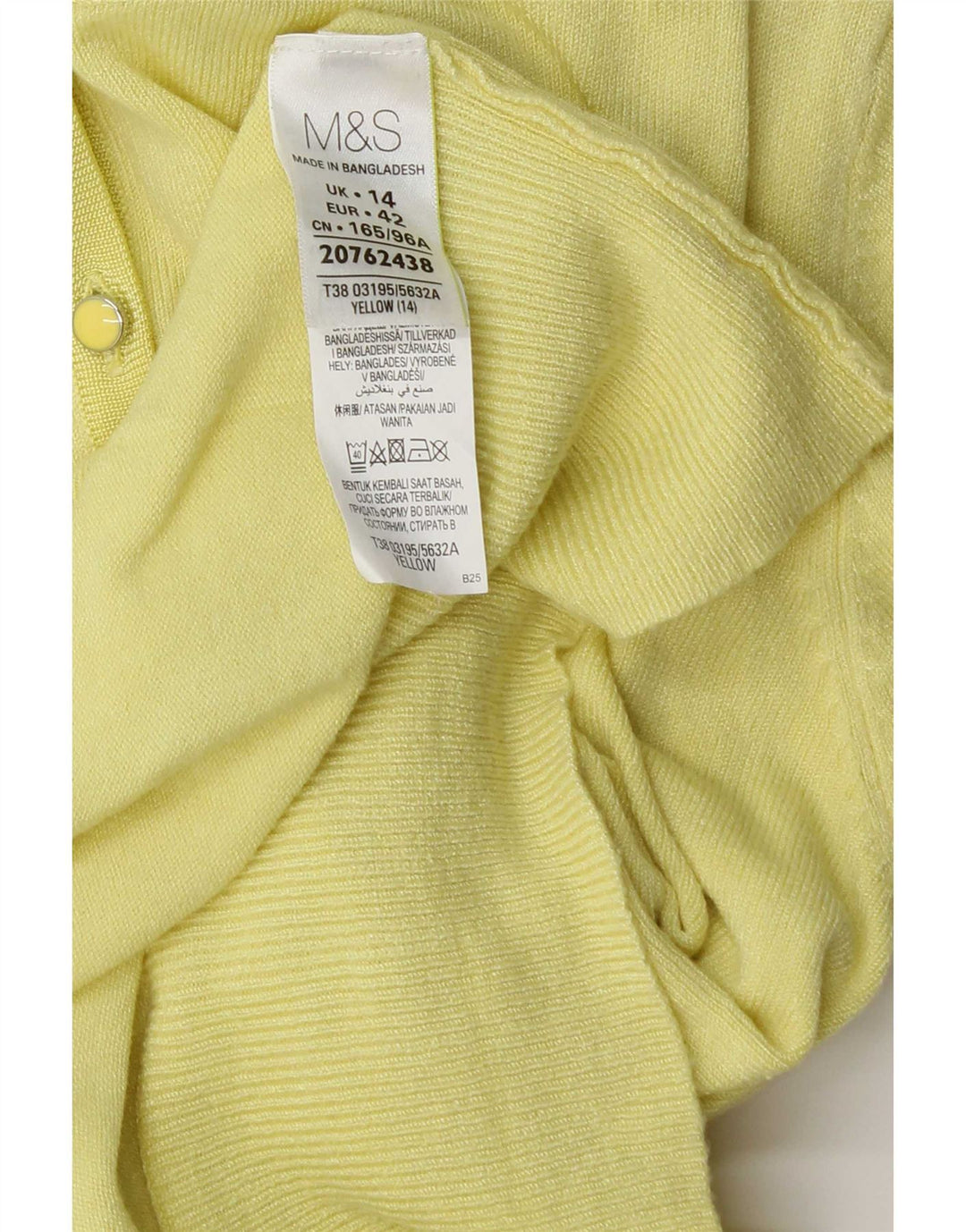Suéter cardigã feminino Marks & Spencer Reino Unido 14 grande viscose amarela