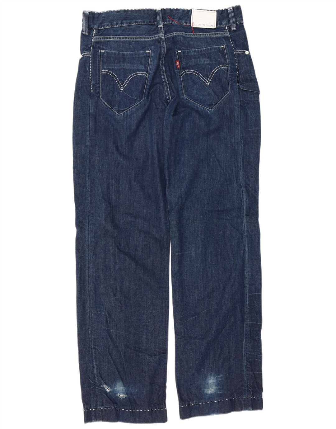 Jeans retos masculinos Levi's W34 L34 algodão azul marinho