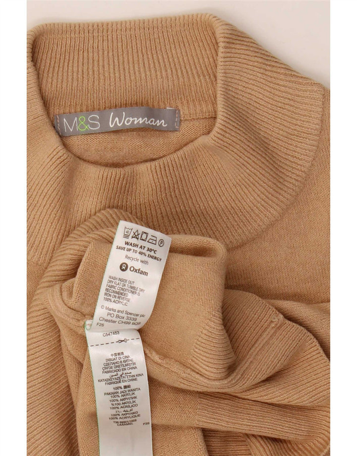 Suéter feminino Marks & Spencer com gola tartaruga Reino Unido 8 pequeno bege acrílico