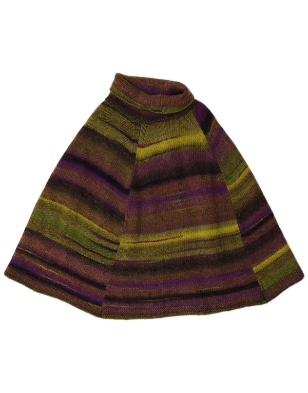 Poncho Jumper feminino vintage UK 16 grande listrado multicolorido
