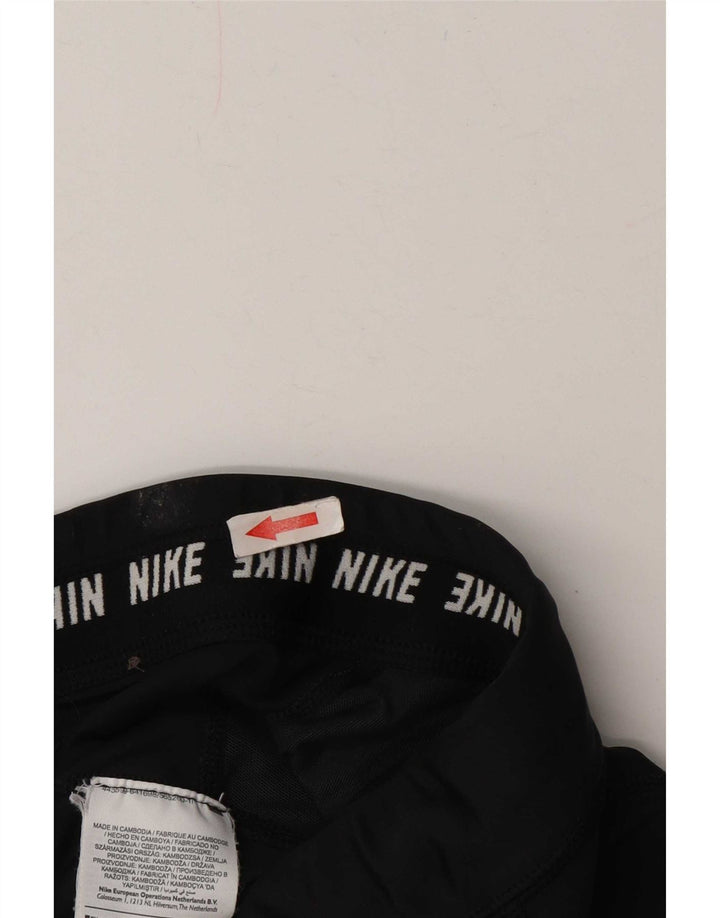 Leggings femininas Nike Dri Fit pequenas listradas pretas de poliéster