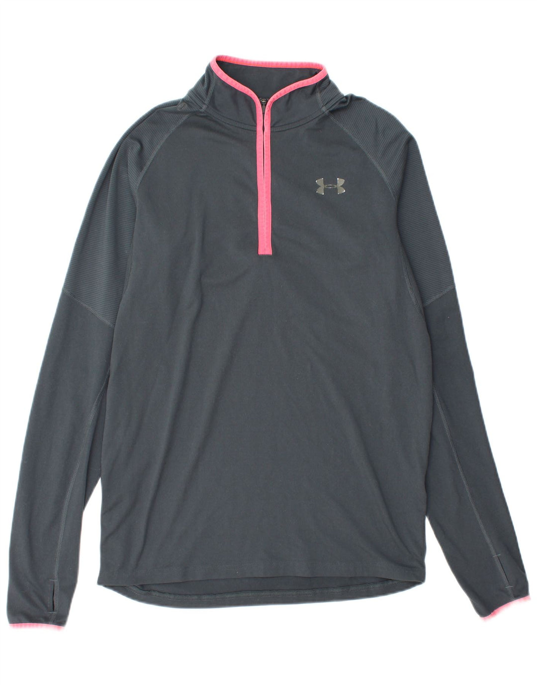 Under Armour Mens Zip Neck Pullover Treino Top Cinza Médio