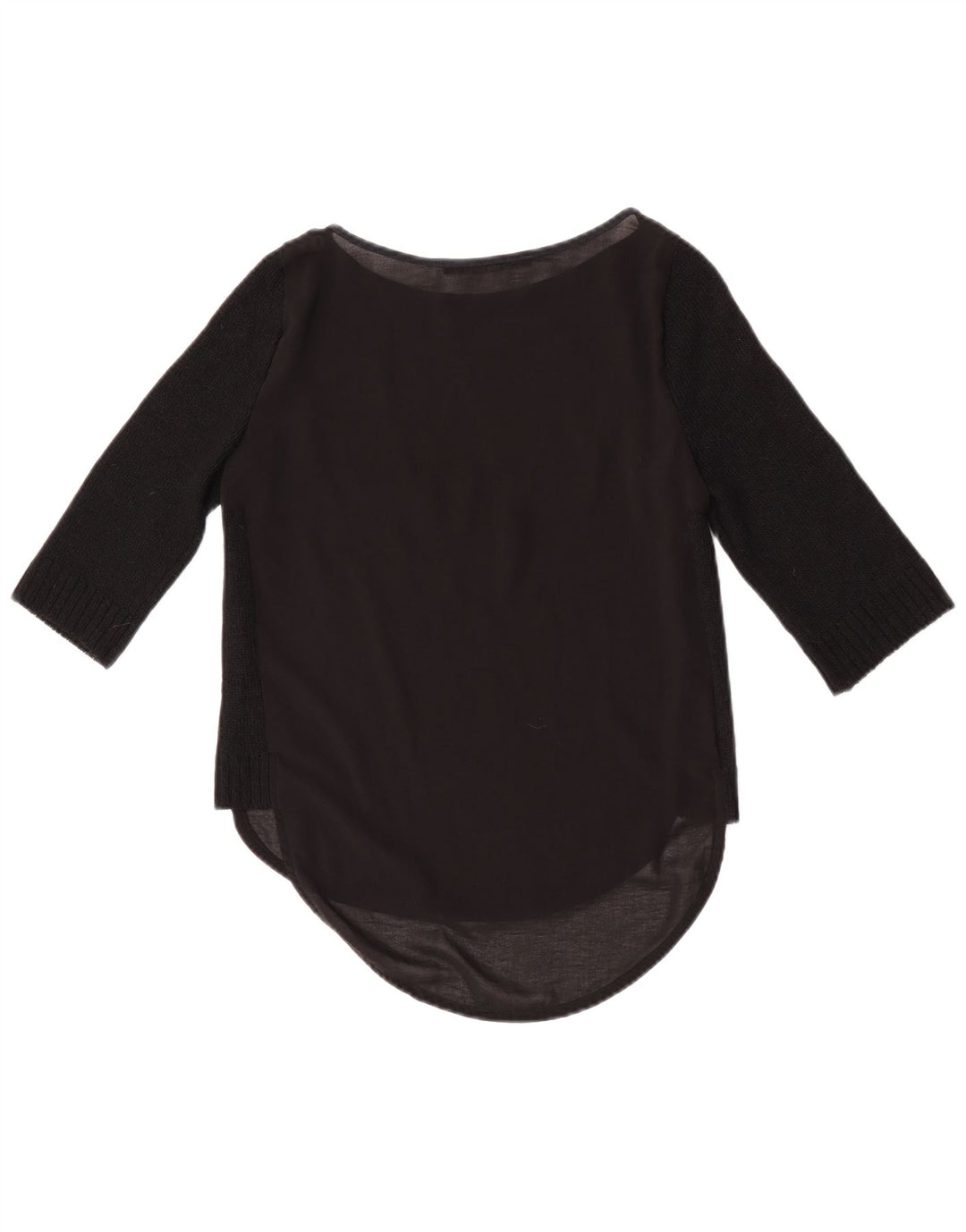 Zara Top feminino manga 3/4 Reino Unido 10 pequeno preto