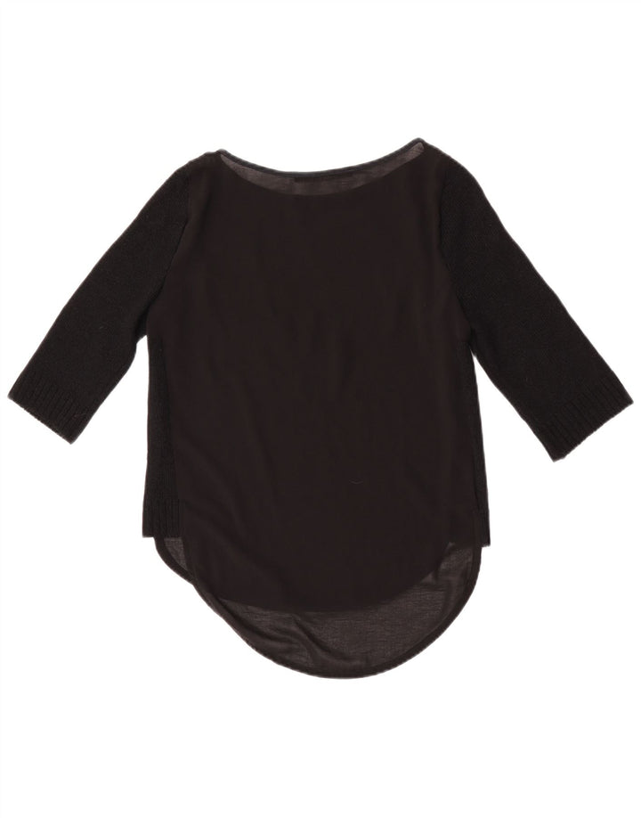 Zara Top feminino manga 3/4 Reino Unido 10 pequeno preto