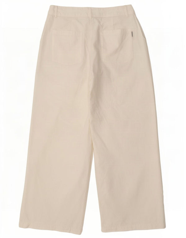 Calça feminina Rip Curl cintura alta perna larga cortada média W28 L24 branca