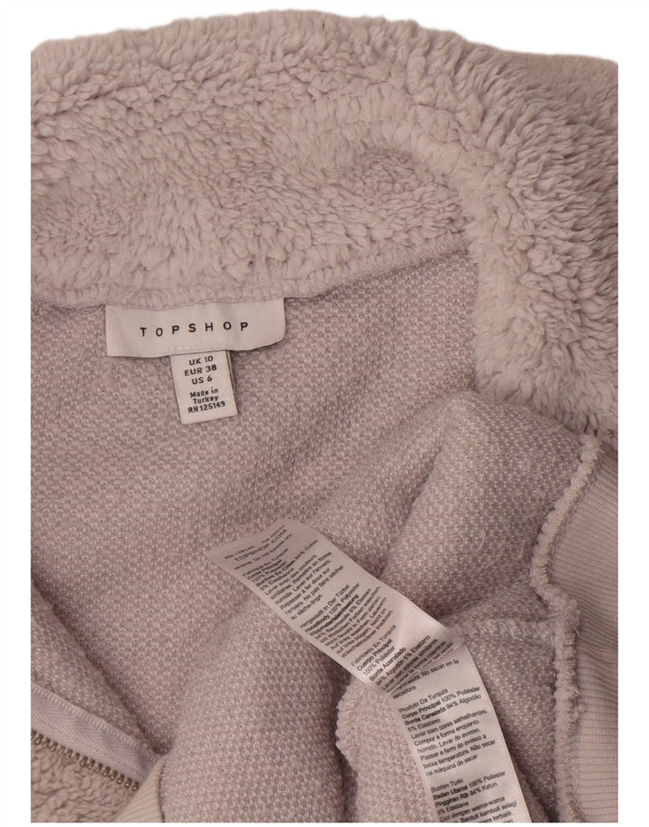 Suéter de lã grande com zíper e gola alta Topshop Reino Unido 10 poliéster cinza pequeno