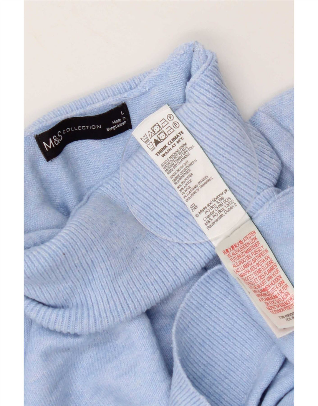 Suéter feminino Marks & Spencer com gola redonda Reino Unido 16 grande azul poliéster