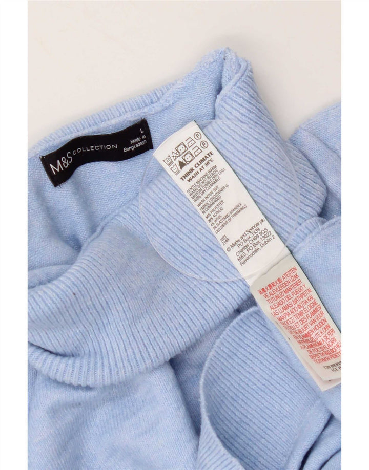 Suéter feminino Marks & Spencer com gola redonda Reino Unido 16 grande azul poliéster
