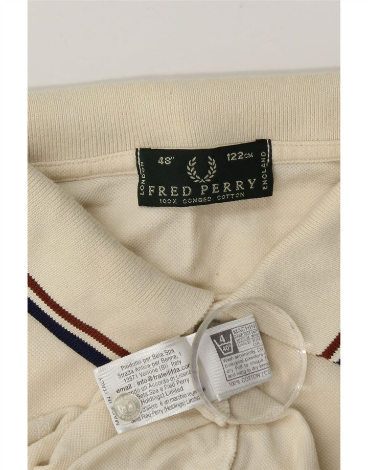 Camisa polo masculina Fred Perry grande de algodão branco