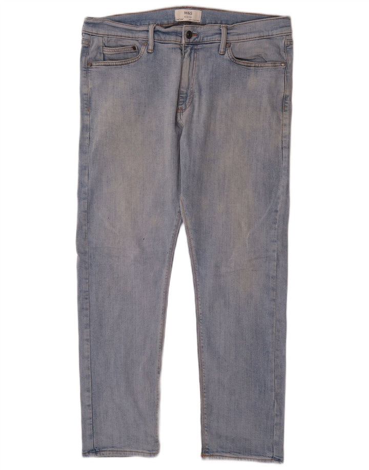 Marks & Spencer Mens Slim Jeans W36 L29 Azul Algodão