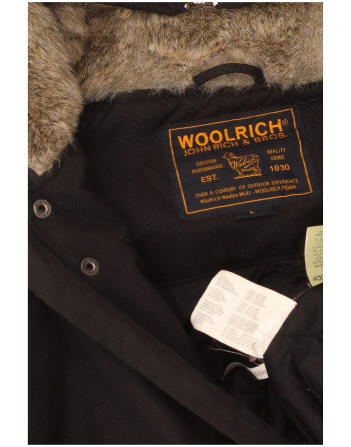 Jaqueta bomber acolchoada feminina Woolrich com capuz Reino Unido 14 grande nylon preto