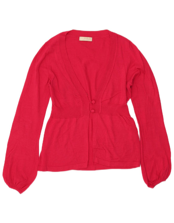 Suéter cardigã feminino Marks & Spencer UK 8 pequeno viscose rosa
