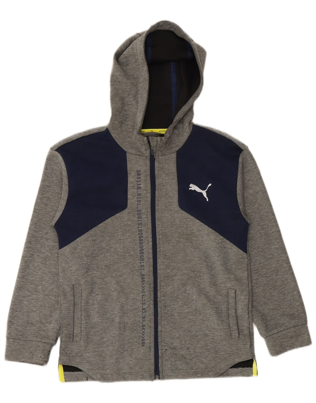 Suéter PUMA Boys Graphic Zip com capuz 9-10 anos cinza colorblock poliéster