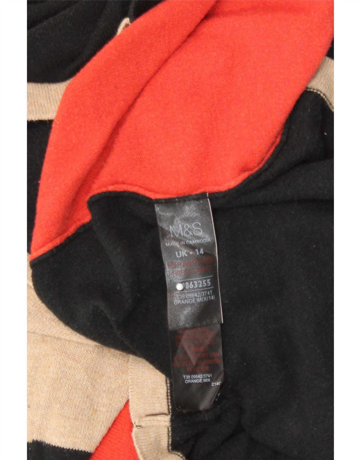 Suéter feminino Marks & Spencer com gola redonda Reino Unido 14 médio laranja