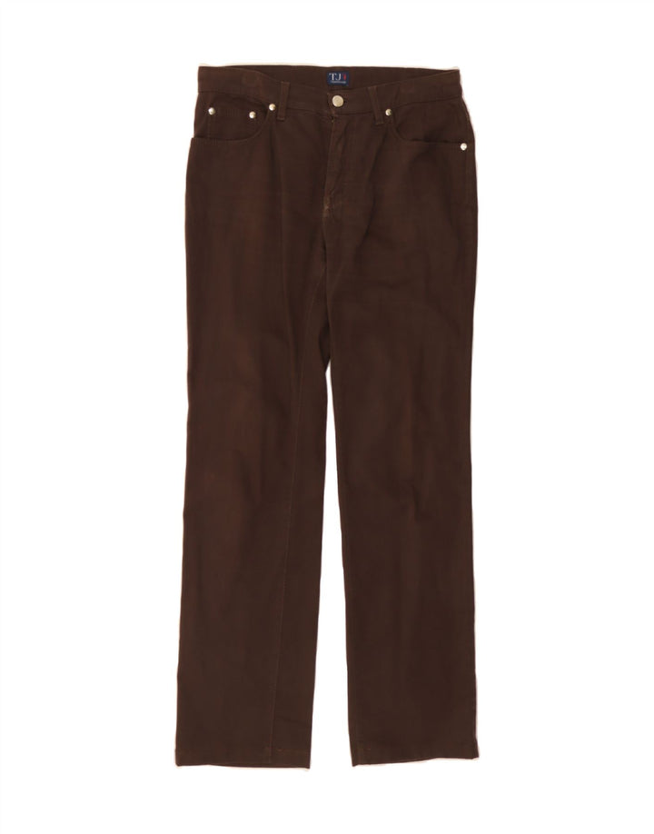 TRUSSARDI Womens Straight Casual Trousers W28 L30 Brown Cotton Vintage Trussardi and Second-Hand Trussardi from Messina Hembry 