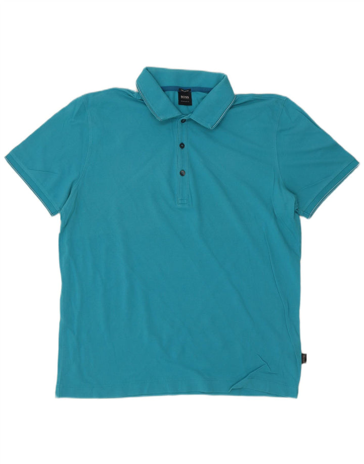 Camisa polo masculina Hugo Boss Regular Fit XL algodão azul