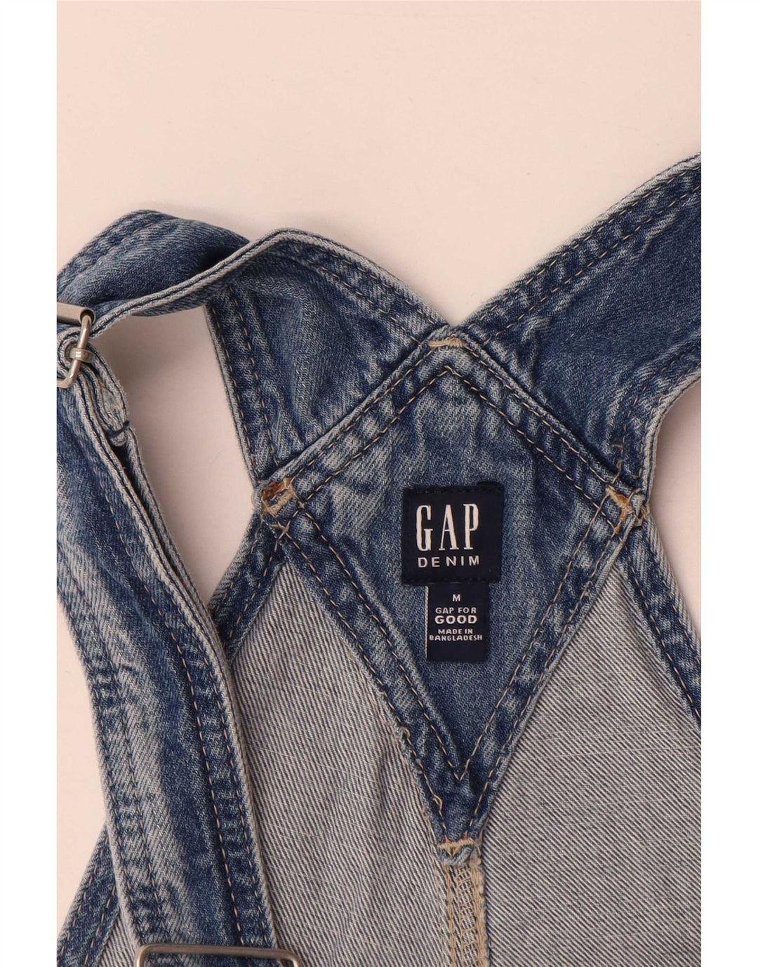 Macacão jeans feminino Gap desgastado médio W36 algodão azul