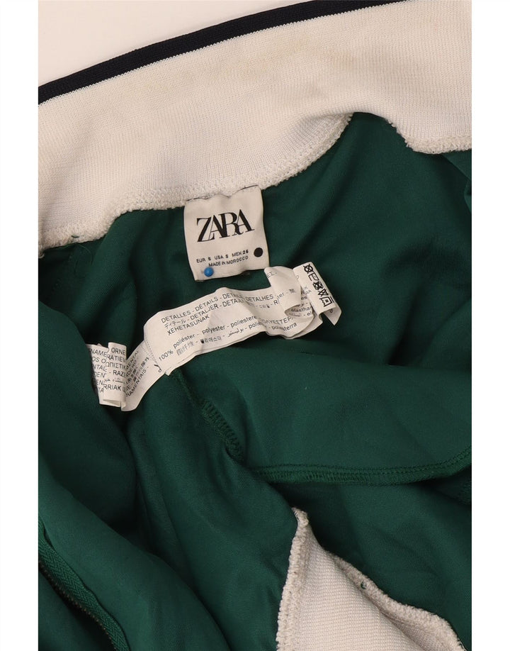 Zara Womens Tracksuit Top Jacket UK 10 Small Green Colourblock Poliéster