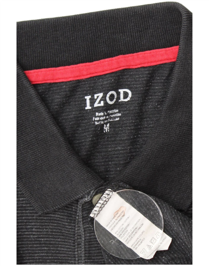 Camisa polo masculina IZOD de algodão preto médio