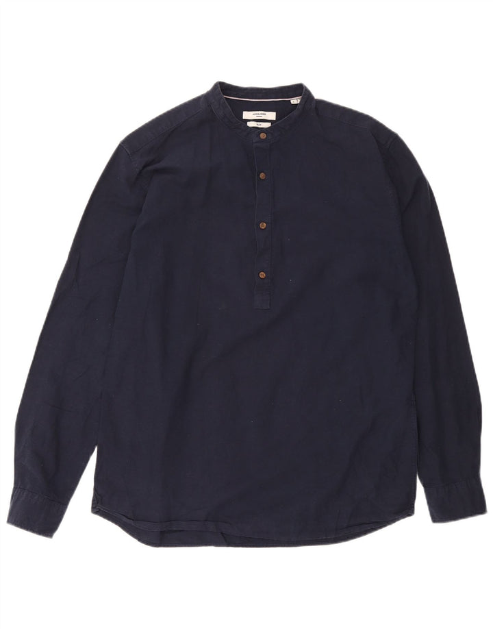 Camisa pulôver masculina Jack & Jones Slim Fit grande algodão azul marinho