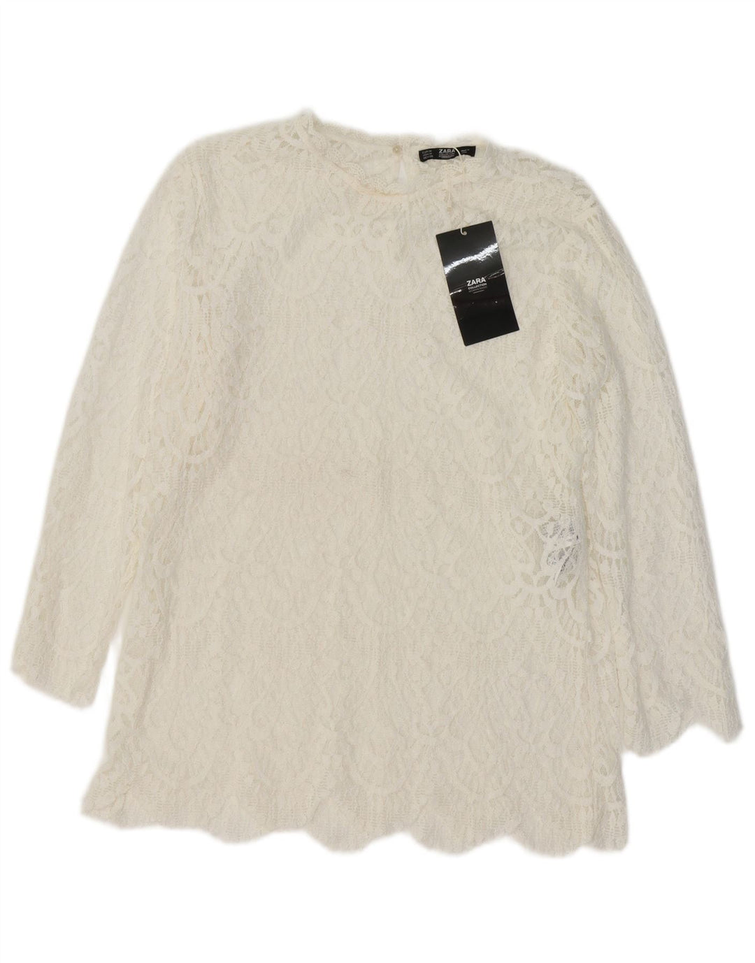 Blusa feminina ZARA UK 12 algodão branco médio