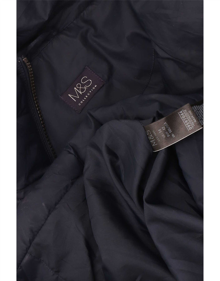 Casaco acolchoado feminino Marks & Spencer Reino Unido 14 grande poliéster azul marinho