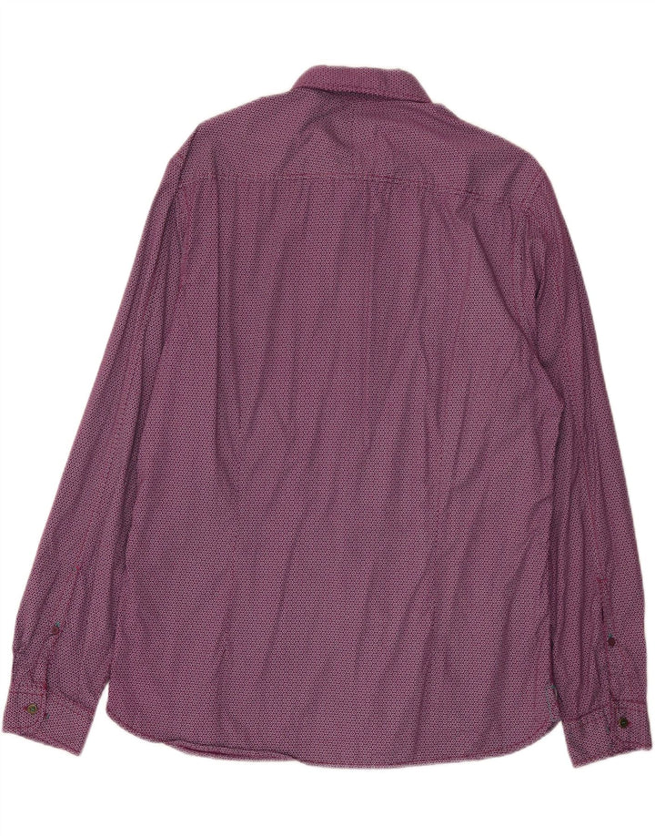 Camisa masculina slim fit branca material grande algodão manchado roxo