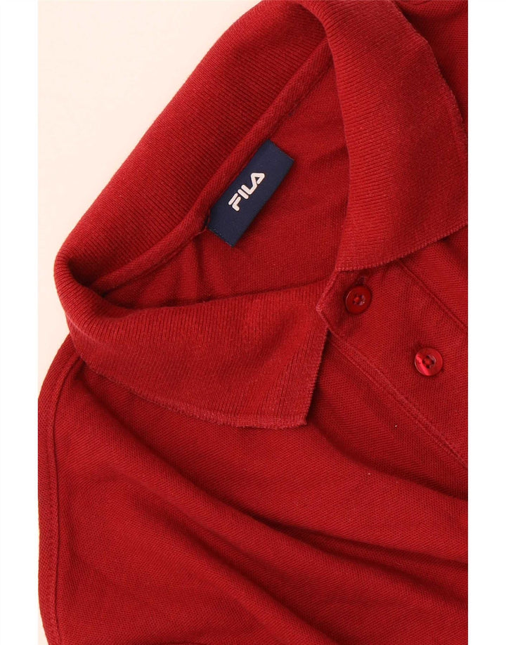 Polo masculino Fila manga comprida médio vermelho