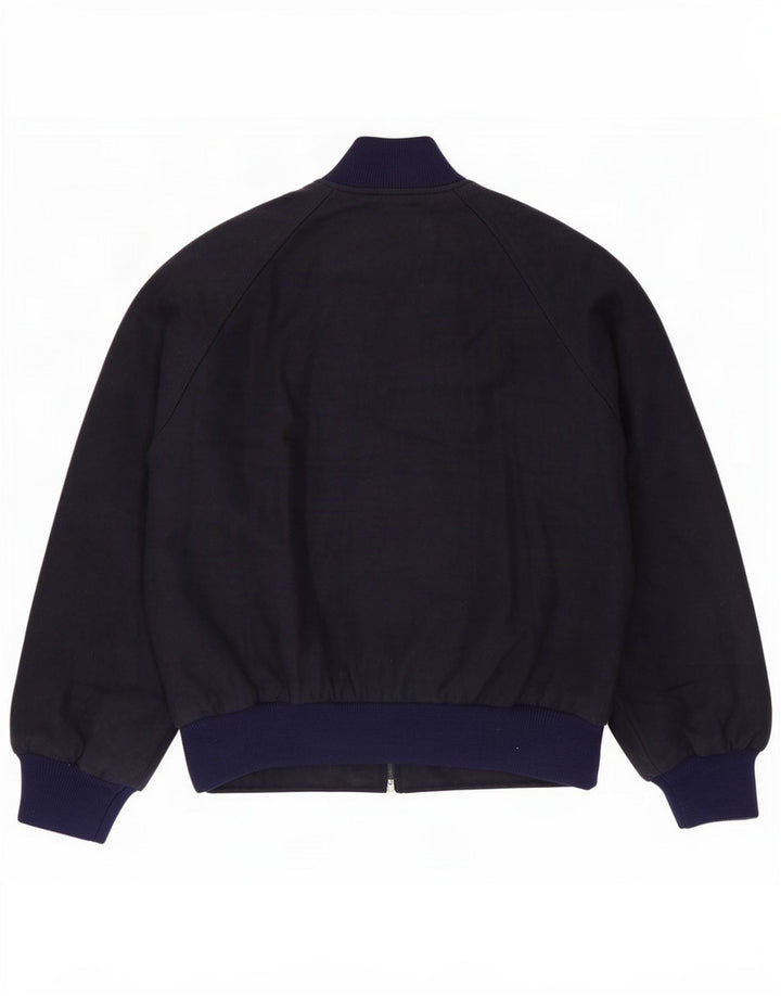 Jaqueta bomber masculina vintage IT 46 pequena lã azul marinho
