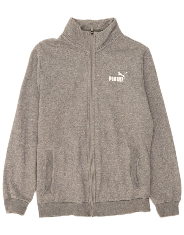 Puma Mens Tracksuit Top Jacket pequeno cinza manchado de algodão