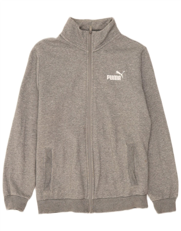 Puma Mens Tracksuit Top Jacket pequeno cinza manchado de algodão