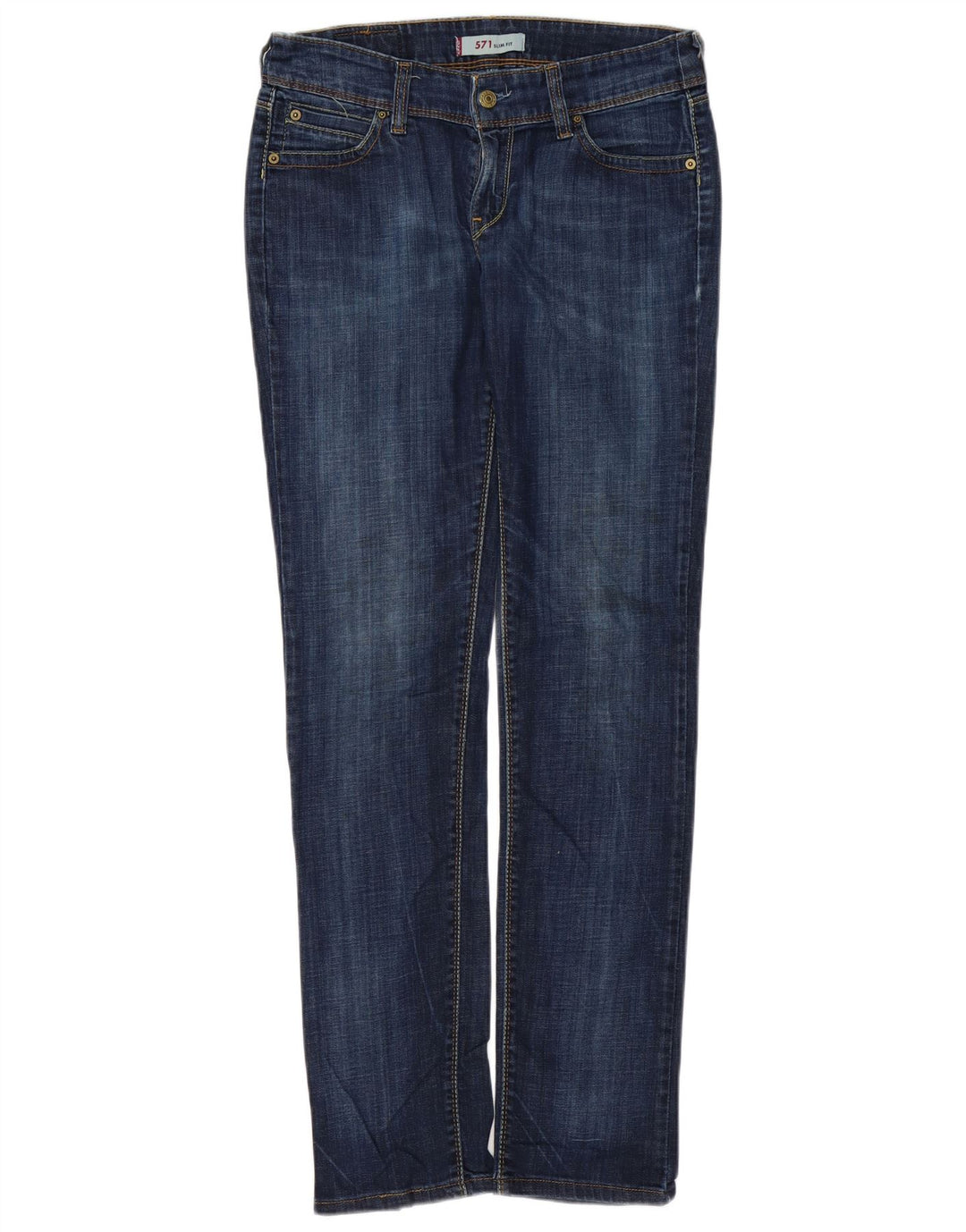 LEVI'S Feminino 571 Slim Jeans W30 L34 Azul Marinho Algodão